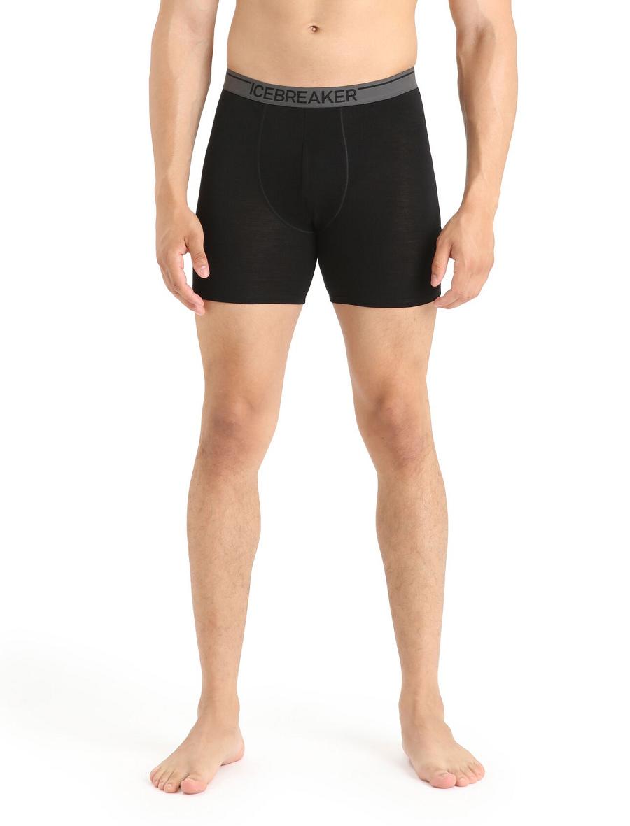 Icebreaker Merino Anatomica Long Boxers Férfi Fehérnemű Fekete | HU 1285TCEV